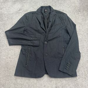 Guess Suit Blazer Jacket Mens Small Black Pinstriped Cotton Blend Single Vented